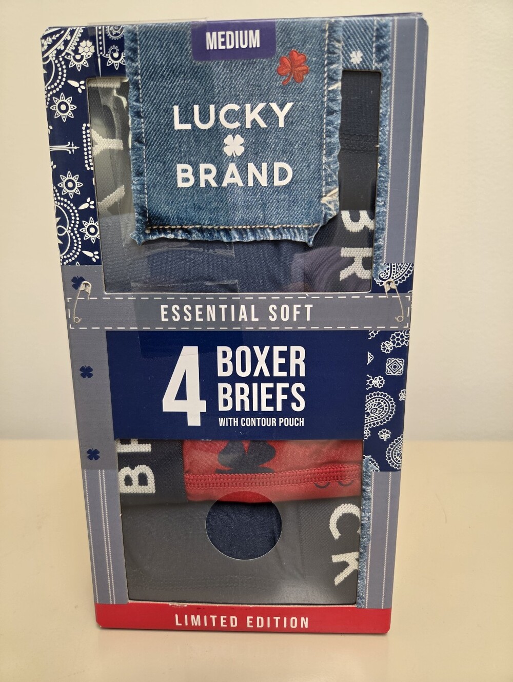 Lucky Brand Men’s Boxer Briefs – Limited Edition 4-Pack, Size - Navy, Red & Gray